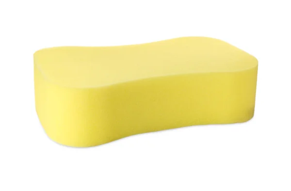 Gelber Autowaschschwamm Isoliert Auf Weiß — Stockfoto