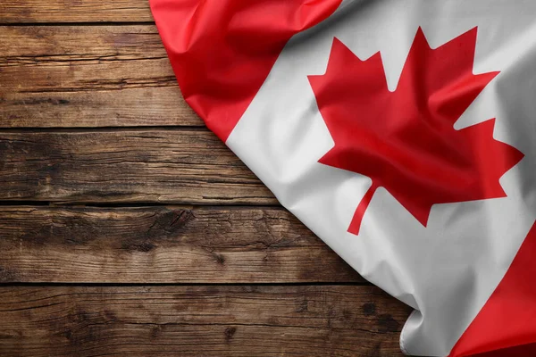 Flagga Kanada Träbord Ovanifrån Plats För Text — Stockfoto