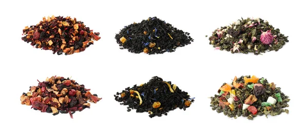 Set Aromatic Herbal Tea White Background — Stock Photo, Image