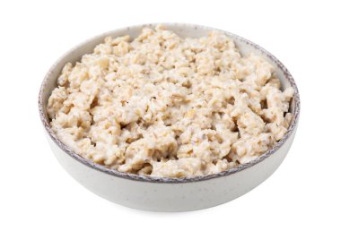 Beyaz yulaf ezmeli seramik kase.