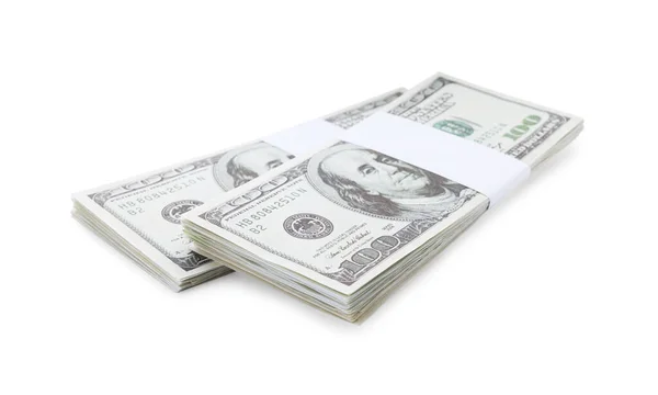 Bundles Dollar Banknotes Isolated White American National Currency — Photo