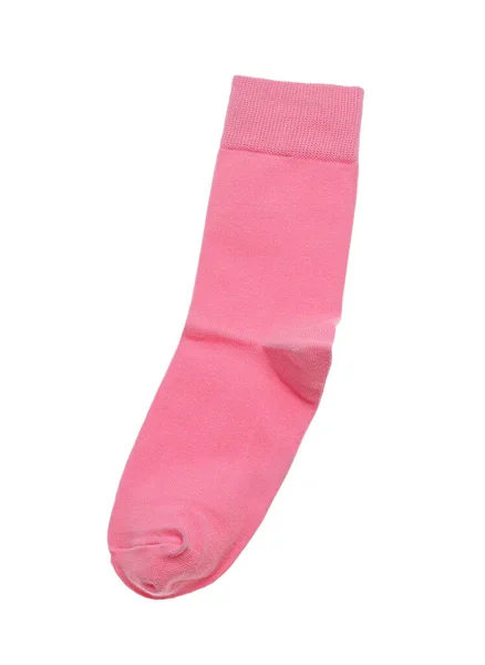 Růžová Ponožka Izolovaná Bílém Horní Pohled — Stock fotografie