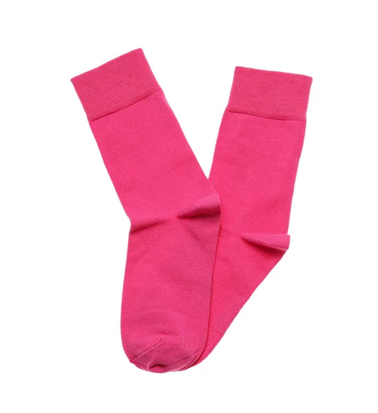 Pink Socks White Background Top View — Stock Photo, Image