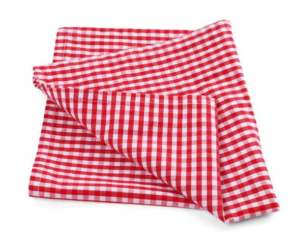 One Red Plaid Napkin Isolated White — Stockfoto