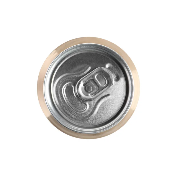 Aluminum Can Drink Isolated White Top View — Stock Photo, Image