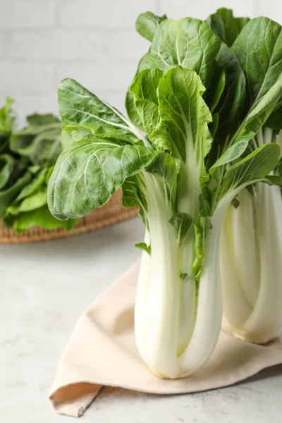 Fresh Green Pak Choy Cabbages Light Table Closeup — Stock Photo, Image