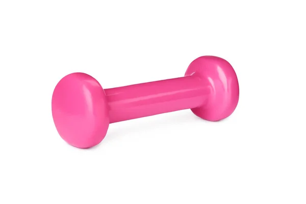 Pink Dumbbell Isolated White Weight Training Equipment — ストック写真