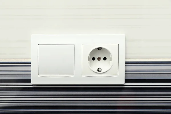 Modern Plastic Light Switch Socket Color Wall Closeup — Stock Photo, Image