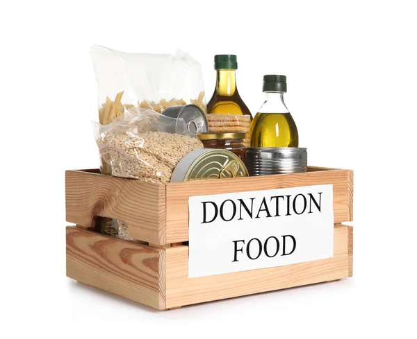 Donation Crate Food Isolated White — Stock Fotó