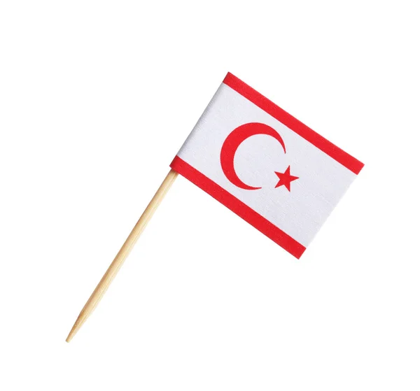 Небольшой Бумажный Флаг Северного Кипра Изолирован Белом — стоковое фото