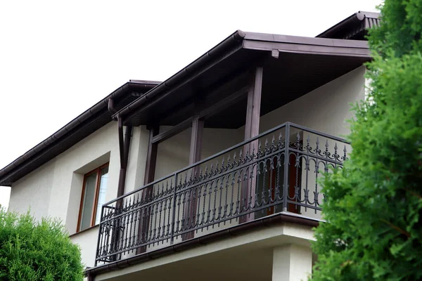 Exterior Beautiful Building Empty Balcony — Stock Photo, Image