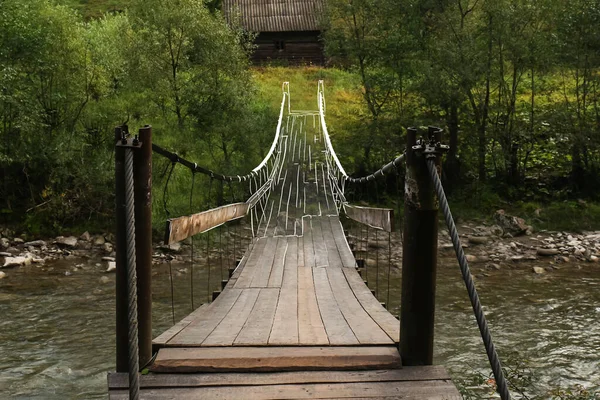 Puente Madera Con Parte Dibujada Sobre Río Concepto Cooperación Empresarial — Foto de Stock