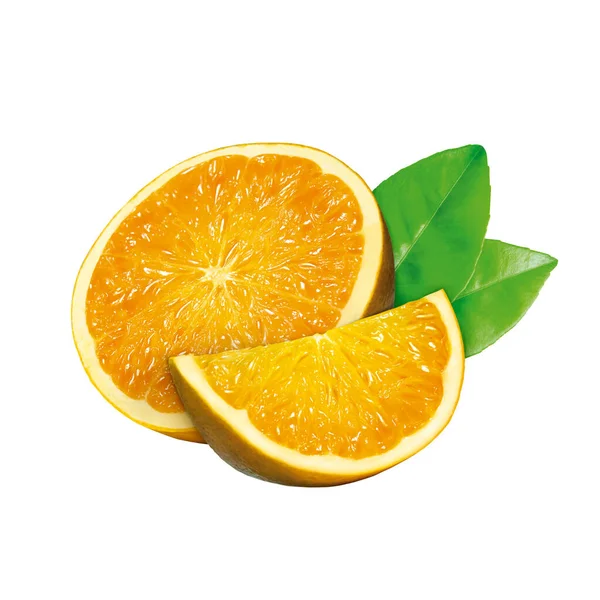 Laranja Fatias Frescas Fundo Branco — Fotografia de Stock