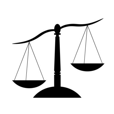 Ölçmek için klasik ölçekte siyah siluet. Beyaz arkaplanda izole edilmiş vektör illüstrasyonu