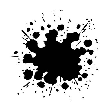Beyaz arka planda siyah leke. Dökülmüş mürekkep. Vektör izole illüstrasyonu