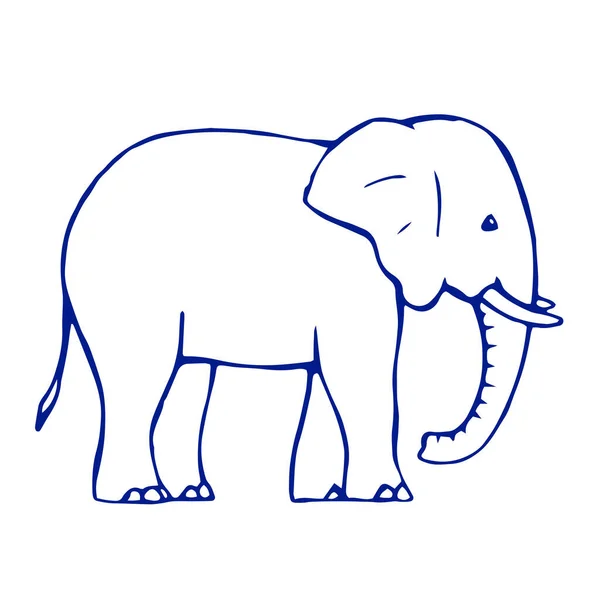 Disegno Elefante Sfondo Bianco Disegnato Schizzo Scarabocchio Con Inchiostro Mammiferi — Vettoriale Stock