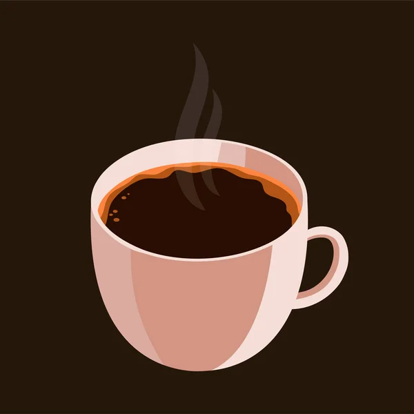 Una Taza Café Fuerte Sobre Fondo Negro Bebida Caliente Sabrosa — Archivo Imágenes Vectoriales