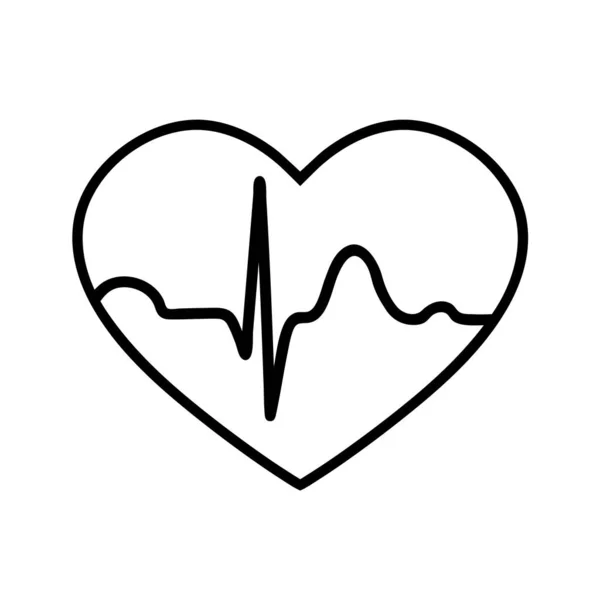 Символ Здоров Вигляді Серця Кардіограмою Чорно Білий Логотип Векторна Ізольована — стоковий вектор