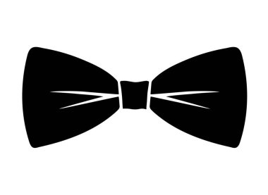 Beyaz arka planda erkek kırmızı kelebek kravatı. Siyah siluet. Vektör izole illüstrasyonu