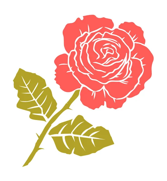 Silhouette Una Rosa Rossa Sfondo Bianco Logo Design Elemento Floreale — Vettoriale Stock