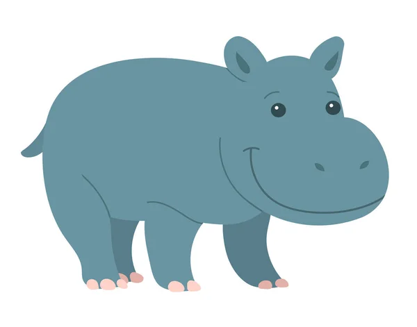 Hipopótamo Jovem Bonito Fundo Branco Animal Selvagem Africano Personagem Infantil —  Vetores de Stock