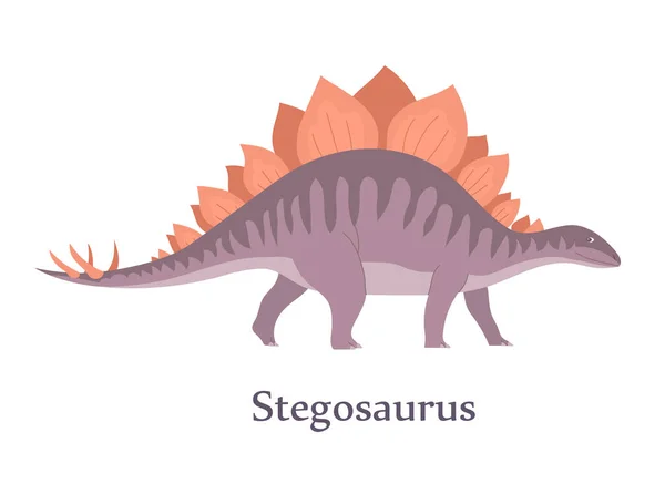 Stegosaurus Com Espinhos Cauda Dinossauro Herbívoro Período Jurássico Ilustração Desenho —  Vetores de Stock