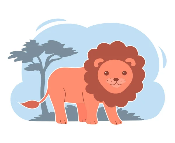 Mignon Lion Safari Roi Des Bêtes Animal Afrique Sur Fond — Image vectorielle