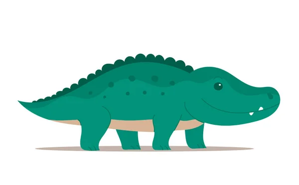 Mignon Crocodile Vert Dessin Animé Reptile Africain Illustration Vectorielle Caractère — Image vectorielle
