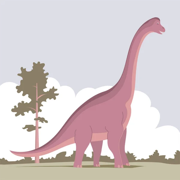 長い首を持つ大きなブラチサウルスのイラスト — ストックベクタ