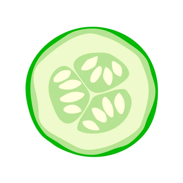 Kawałek Świeżego Ogórka Białym Tle Zielone Warzywo Przydatne Naturalne Zdrowej — Wektor stockowy