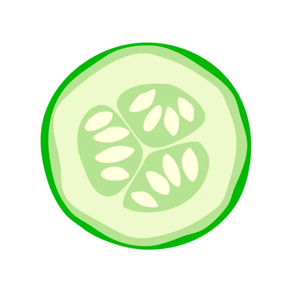 Una Rodaja Pepino Fresco Sobre Fondo Blanco Vegetales Verdes Alimento — Vector de stock