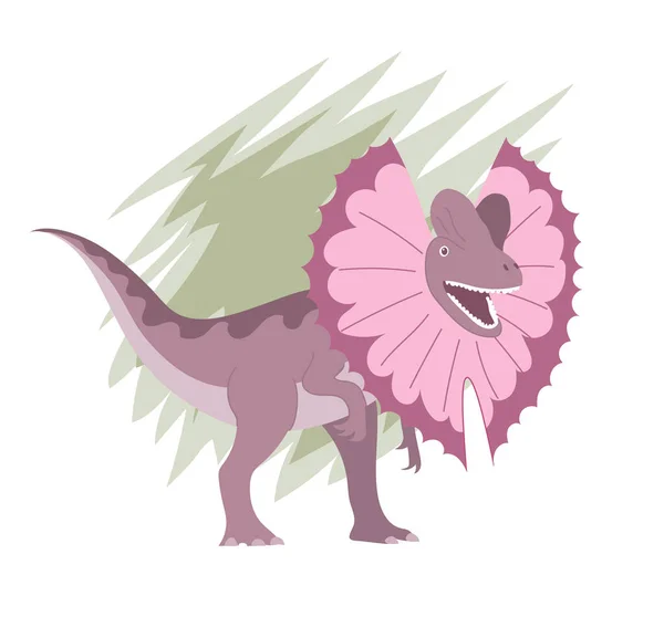 Ilustración Antiguo Lagarto Dilofosaurio Ataque — Vector de stock