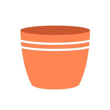 Saksı boş. Ev eşyaları ve iç dekorasyon. Vektör illüstrasyonu beyaz arkaplanda izole edildi