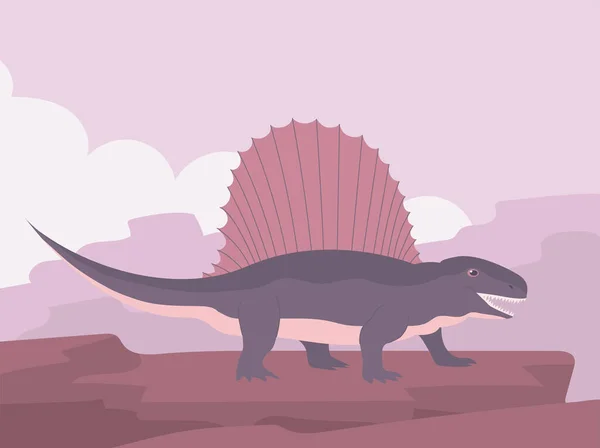 Dimetrodon Cazador Dinosaurios Del Período Jurásico Placa Aleta Parte Posterior — Vector de stock