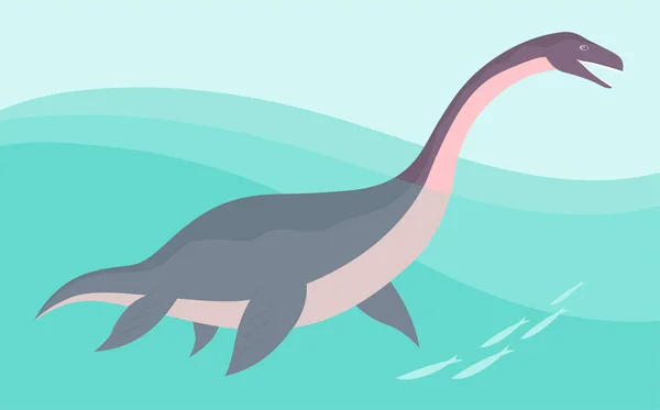 Prehistoric Underwater Dinosaur Plesiosaurus Fins Predatory Sea Pangolin Long Neck — Image vectorielle