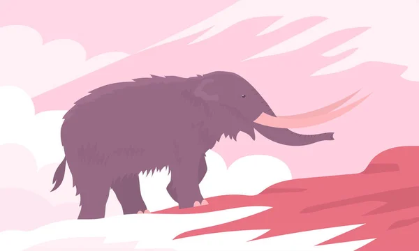 Antigo Mamute Americano Lanoso Animal Extinto Idade Gelo Tusks Bagageira —  Vetores de Stock