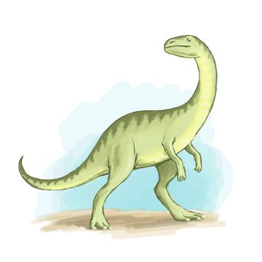 Ancient dinosaur. Prehistoric pangolin of the Jurassic period. Paleontology and animals. Cartoon drawing illustration