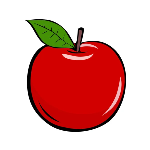 Roter Apfel Mit Blatt Appetitliches Obst Für Eine Gesunde Ernährung — Stockvektor