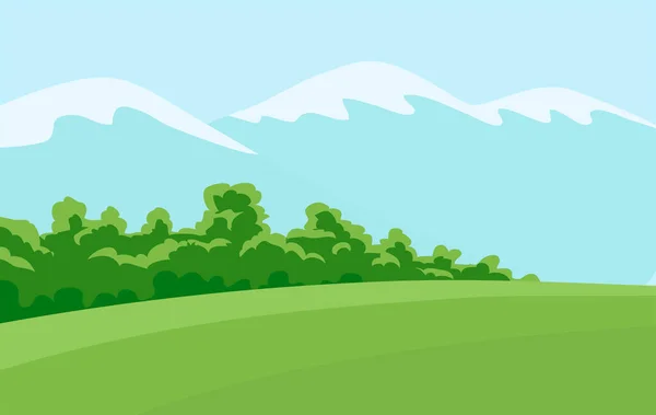 Paysage Vert Estival Nature Avec Forêts Montagnes — Image vectorielle