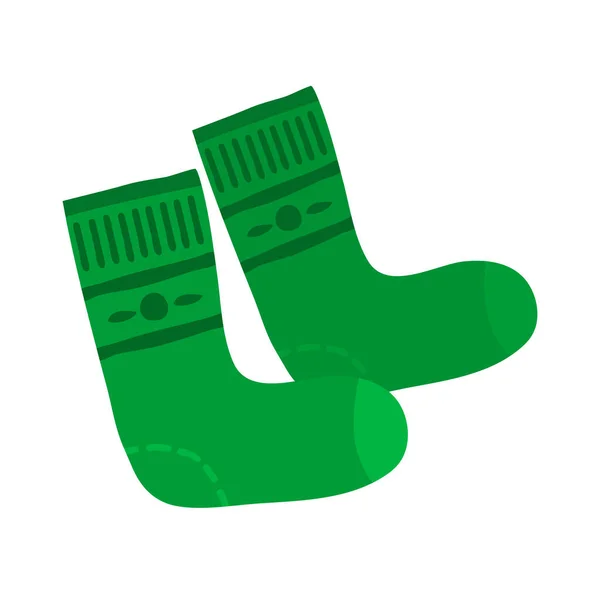 Pár Teplých Zimních Ponožek Vlněné Zelené Šaty Ponožka Pro Muže — Stockový vektor