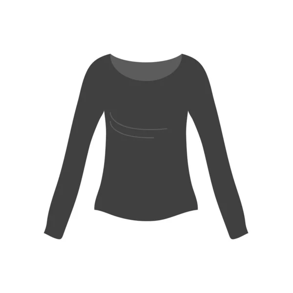 女性毛衣的黑色轮廓 时尚和女装 漂亮的休闲装购物和销售 设计模板 在白色背景上孤立的向量图 — 图库矢量图片