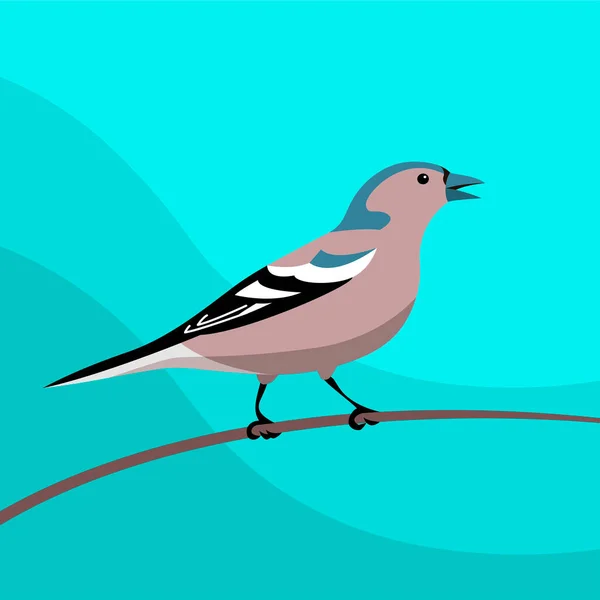 Pájaro Cantor Del Bosque Finch Sentado Una Rama Árbol Hermoso — Vector de stock