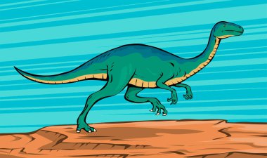 Ancient pangolin. Herbivorous dinosaur of the Jurassic period. Green lizard running. Prehistoric animal and paleontology. Vector cartoon colorful illustration pop art style. Art hand drawn clipart