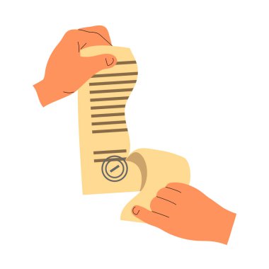 Belge sözleşmesini yırtan bir adam. İş sözleşmesi, miras, vasiyet. İptal, iptal ve kızgınlık. Düz vektör izole çizimi