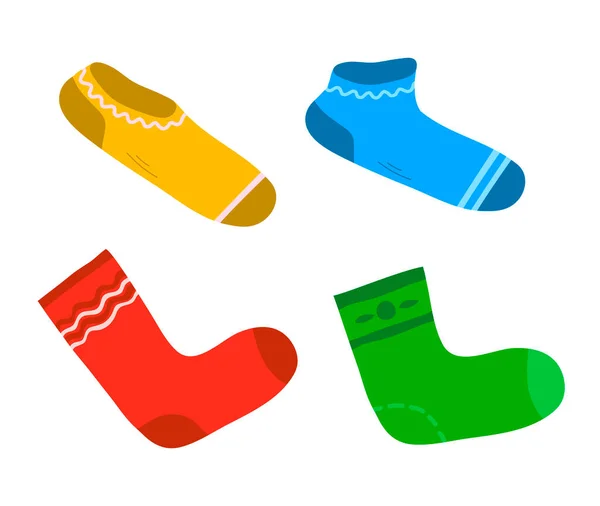 Sada Barevné Teplé Ponožky Bílém Pozadí — Stockový vektor