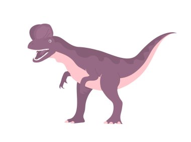 Jurasik dönemin yırtıcı dinozoru. Tarih öncesi güçlü avcı. Çizgi film vektör çizimi beyaz arkaplanda izole edildi