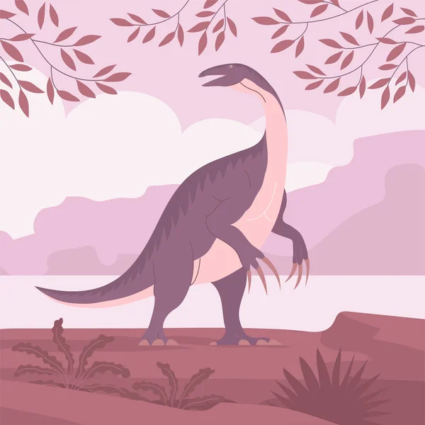 Ancient Pangolin Therizinosaurus Big Lizard Long Claws Herbivorous Dinosaur Jurassic — Stock Vector