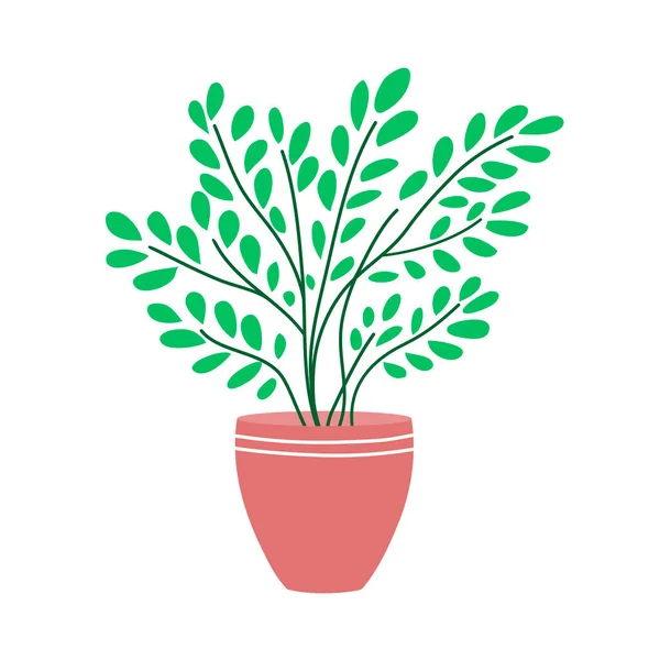 Dekoracyjny Wazon Domowe Kwiaty Trawka Zielonymi Roślinami Przedmiot Wnętrza Pokoju — Wektor stockowy