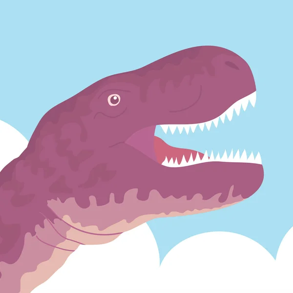 Predatory Dinosaur Tyrannosaurus Rex Jurassic Period Monster Head Teeth Carnivorous — ストックベクタ