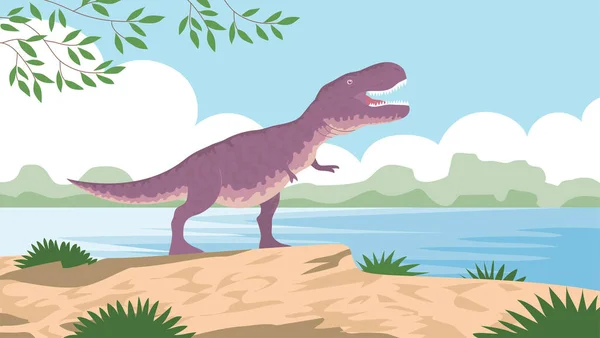 Хищный Динозавр Тираннозавр Юрского Периода Плотоядная Ящерица Доисторический Сильный Охотник — стоковый вектор